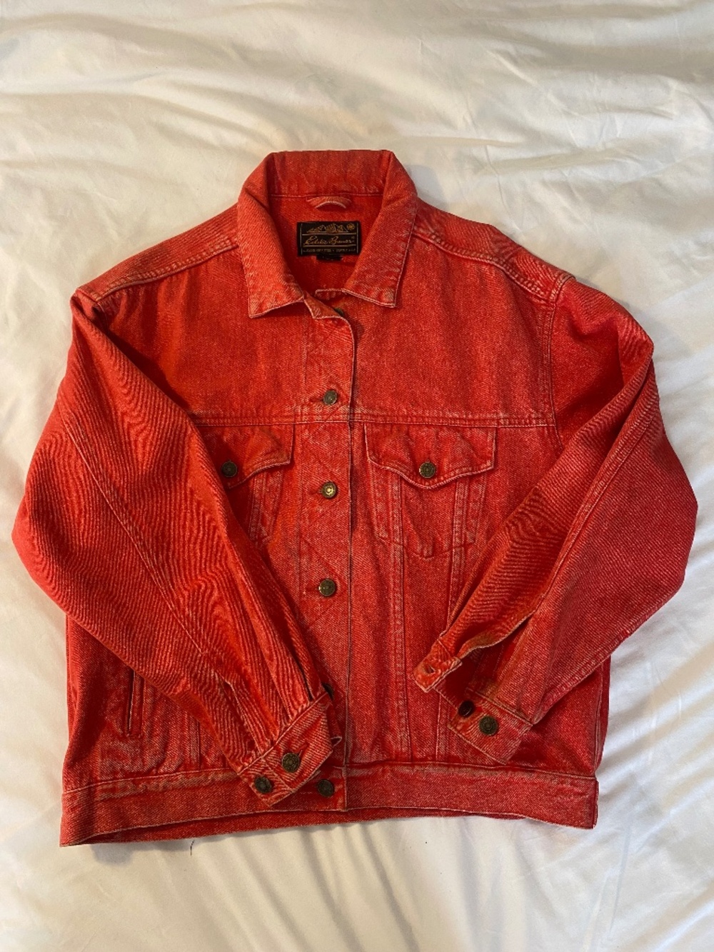 Vintage 90s Eddie Bauer Denim Jean Jacket M Biker Grunge Trucker Punk Retro